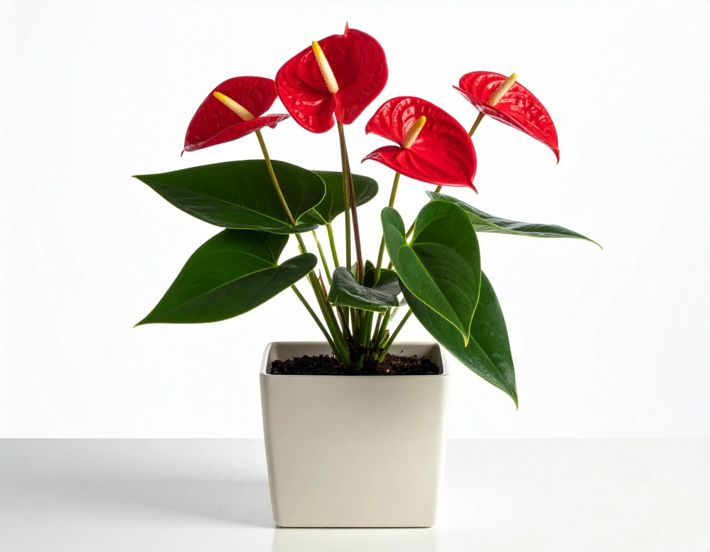 Anthurium / Antúria zdobená v keramickom kvetináči 