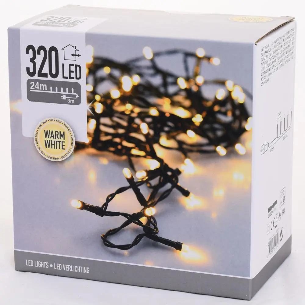 LED osvetlenie na Vianočný stromček – Teplá biela (320 LED / 24 m)
