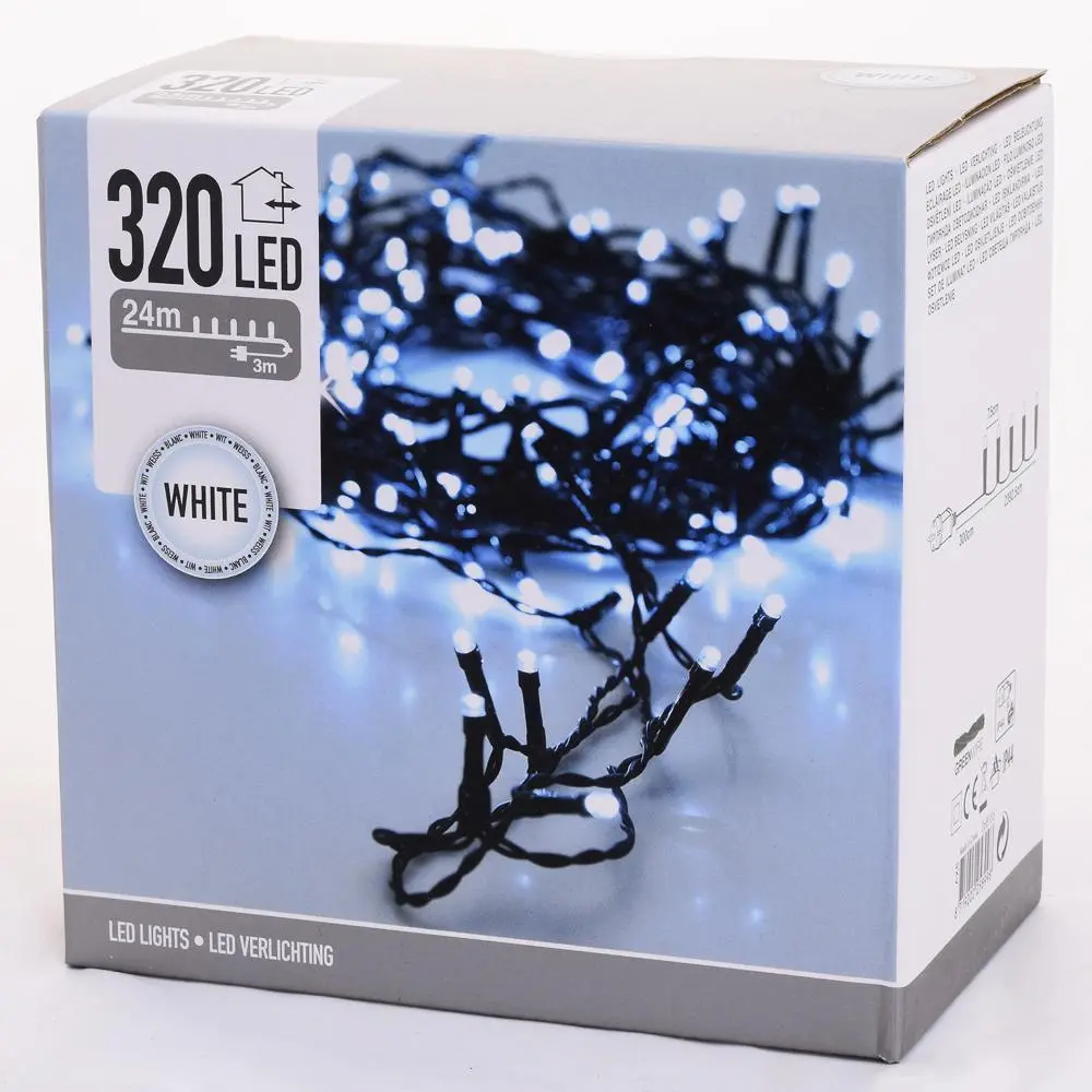 LED osvetlenie na Vianočný stromček – Studená biela (320 LED / 24 m)