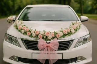 Svadobná výzdoba na auto (Prievidza)